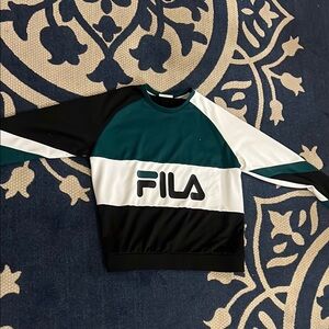 FILA Men's Colorblock Sweater - Green, Black, and White
